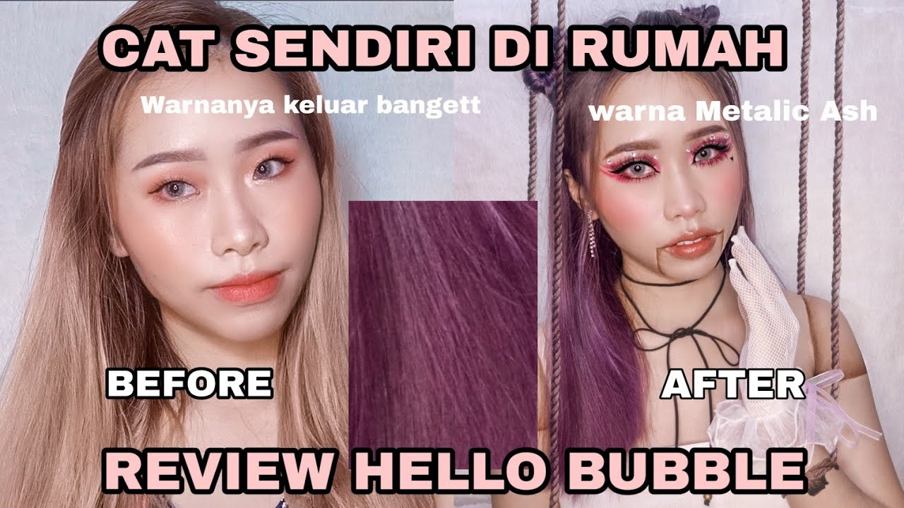 TUTORIAL CAT  RAMBUT  DAN REVIEW CAT  HELLO  BUBBLE  YouTube