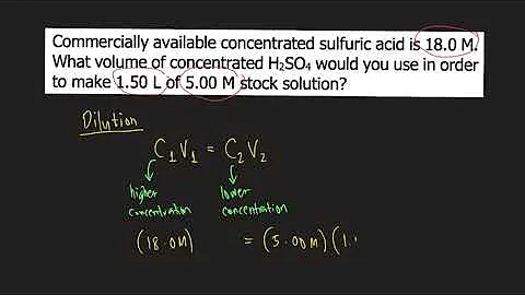 Commercially available concentrated sulfuric acid is 18.0 M. What volume of concentrated H2SO4 would