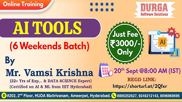 AI TOOLS (6 Weekends Batch) Online Training @ DURGASOFT