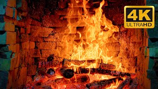 🔥 Warm Winter Night with Cozy Christmas Fireplace Burning 4K Video & Crackling Fire Sounds 3 Hours