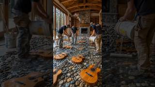Guitar Epoxy Floor Transformation 🤯 Luxury Resin Floor Timelapse #shorts