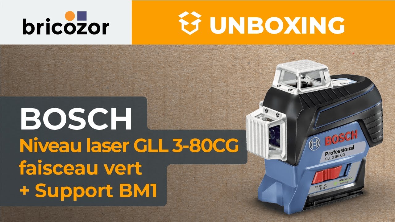 Niveau laser GLL 3-80CG + Support BM1 - 0601063T00 BOSCH : Unboxing 