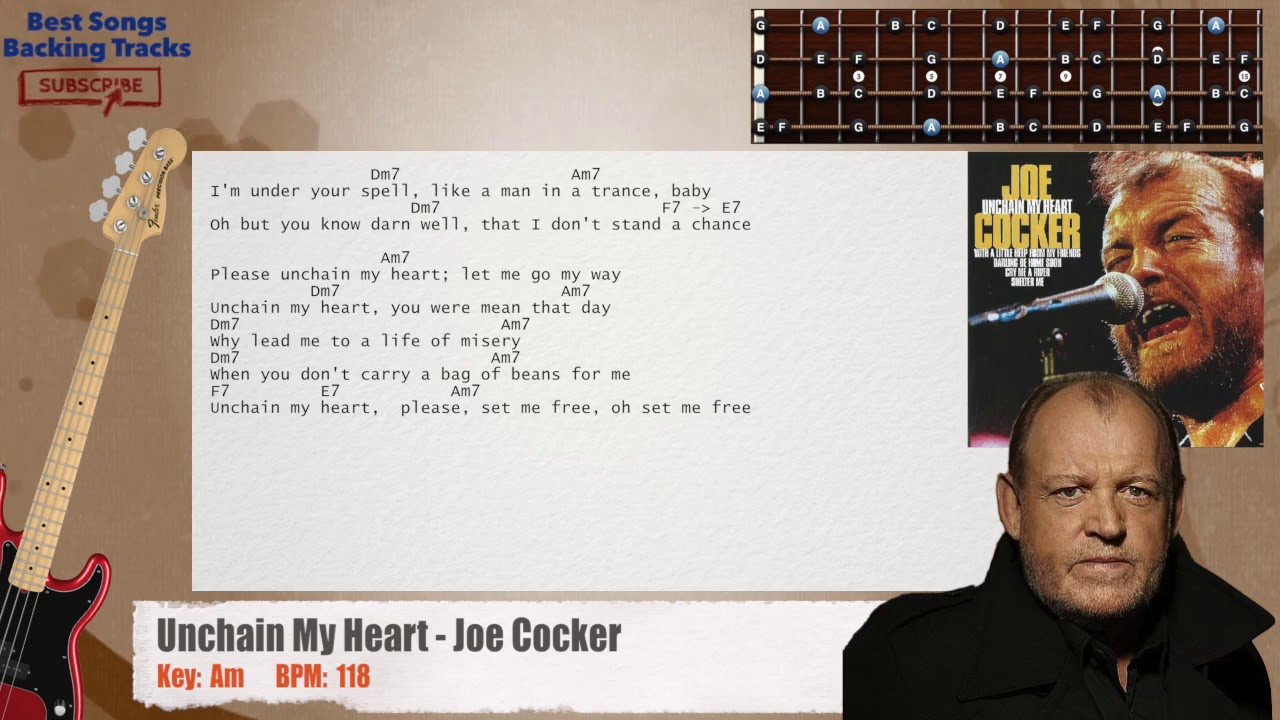 Unchain My Heart Joe Cocker Bass Backing Track With Chords And Lyrics Backing Tracks Joe Cocker Best Songs Unchain My Heart Joe Cocker Bass Backing Track With Chords And Lyrics Backing Tracks Joe Cocker Best Songs