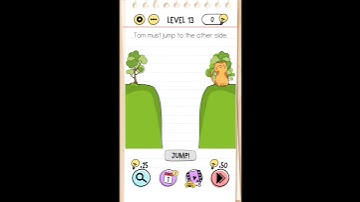 Brain test Level 13 tom must jump to the other side Walkthrough
