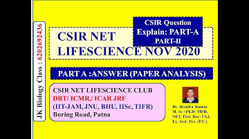 CSIR UGC NET LIFESCIENCE NOV 2020 | ANSWER KEY & SOLUTION | PART A I PART II | PAPER ANALYSIS |