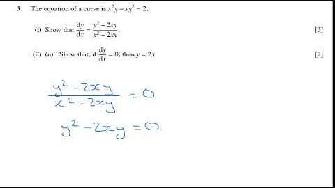 A Pure Maths - Implicit Functions OCR Core 4 June 2008 q3iia