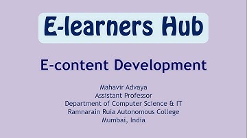 E content Development 001 - Course Overview