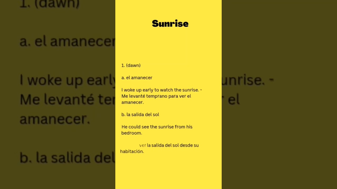 English to Spanish How to say sunrise in Spanish shorts 