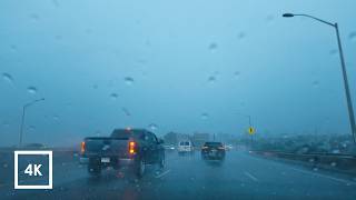 Relaxing 4K Driving in the Heavy Rain on a New York City Highway | Rain ASMR for Relaxing and Sleep
