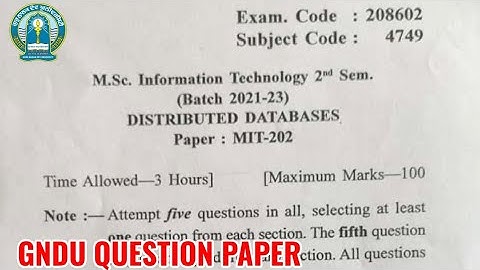 Gndu Msc IT 2nd Semester Distributed Databases Question Paper | Msc it 2nd Semester Question Paper