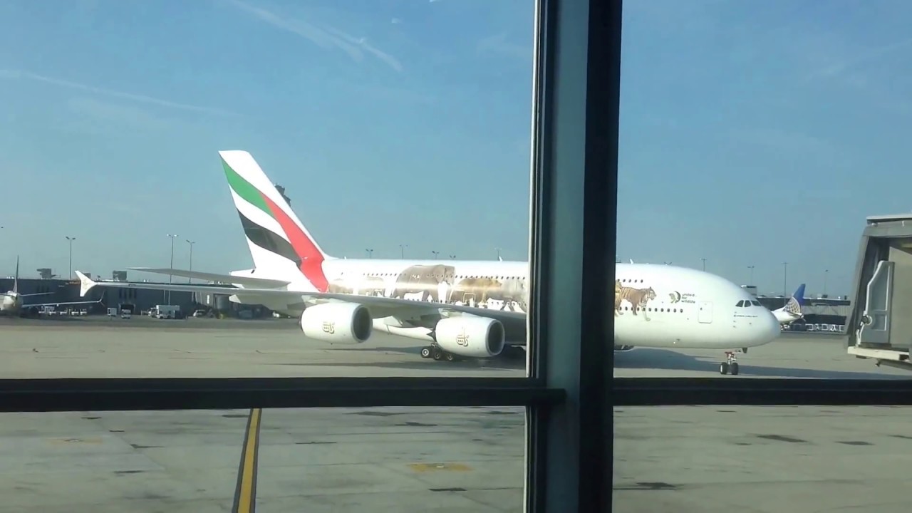 Emirates A380 Dulles IAD Pulling into Gate YouTube