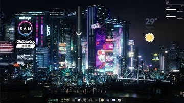 Customize your Windows 10 using Live Wallpaper(Cyberpunk City 2077) & Rainmeter Skins.