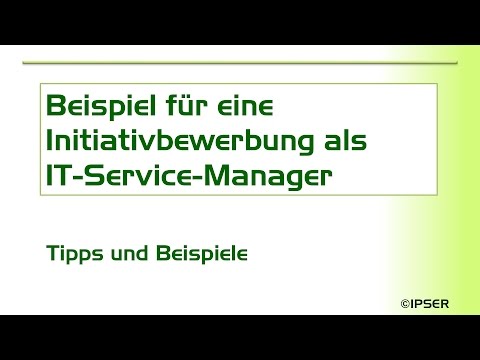 Initiativbewerbung Muster - IT-Service-Manager