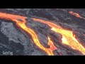 Powerful lava flows running at great speed