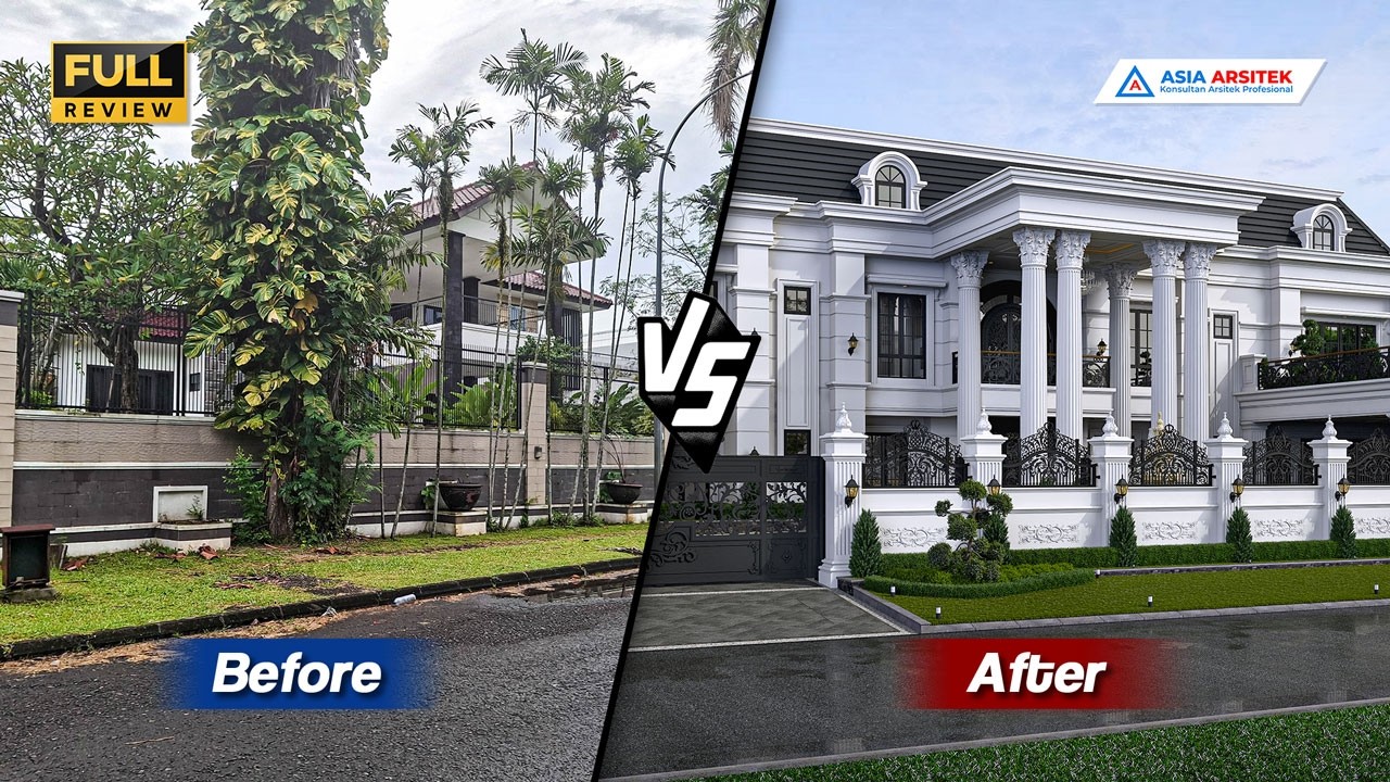 WOWW DESAIN RUMAH KLASIK MEWAH 2 LANTAI 8 KAMAR DI LAHAN 35 X 42 M