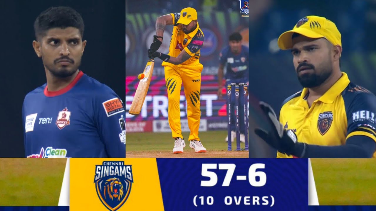 Chennai Singam 1st Inning 57*/6 vs Bangalore Striker || ISPL SEASON-3 MATCH NO-21