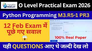 O Level M3-R5.1 Python Practical 12 Feb 2026 | Today's Exam Question Paper & Solution 💻