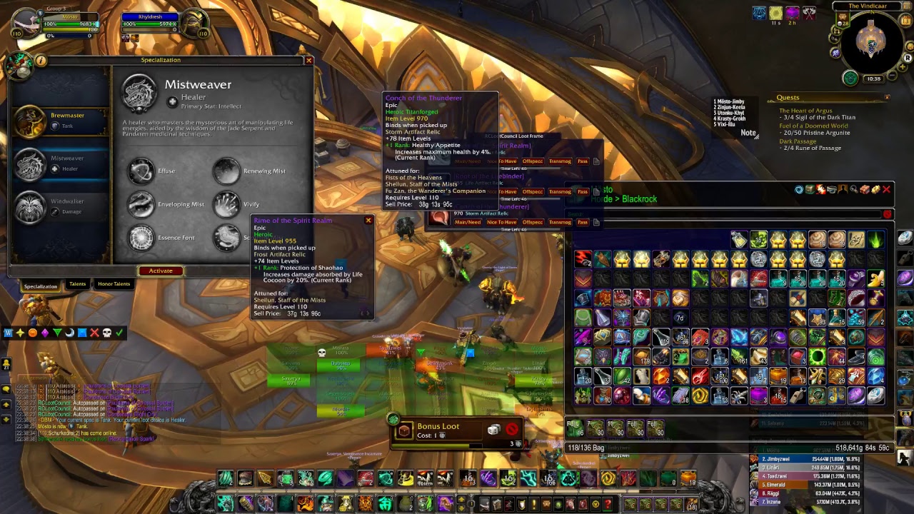 WOW Heal Monk Antorus, the Burning Throne HC Clear run