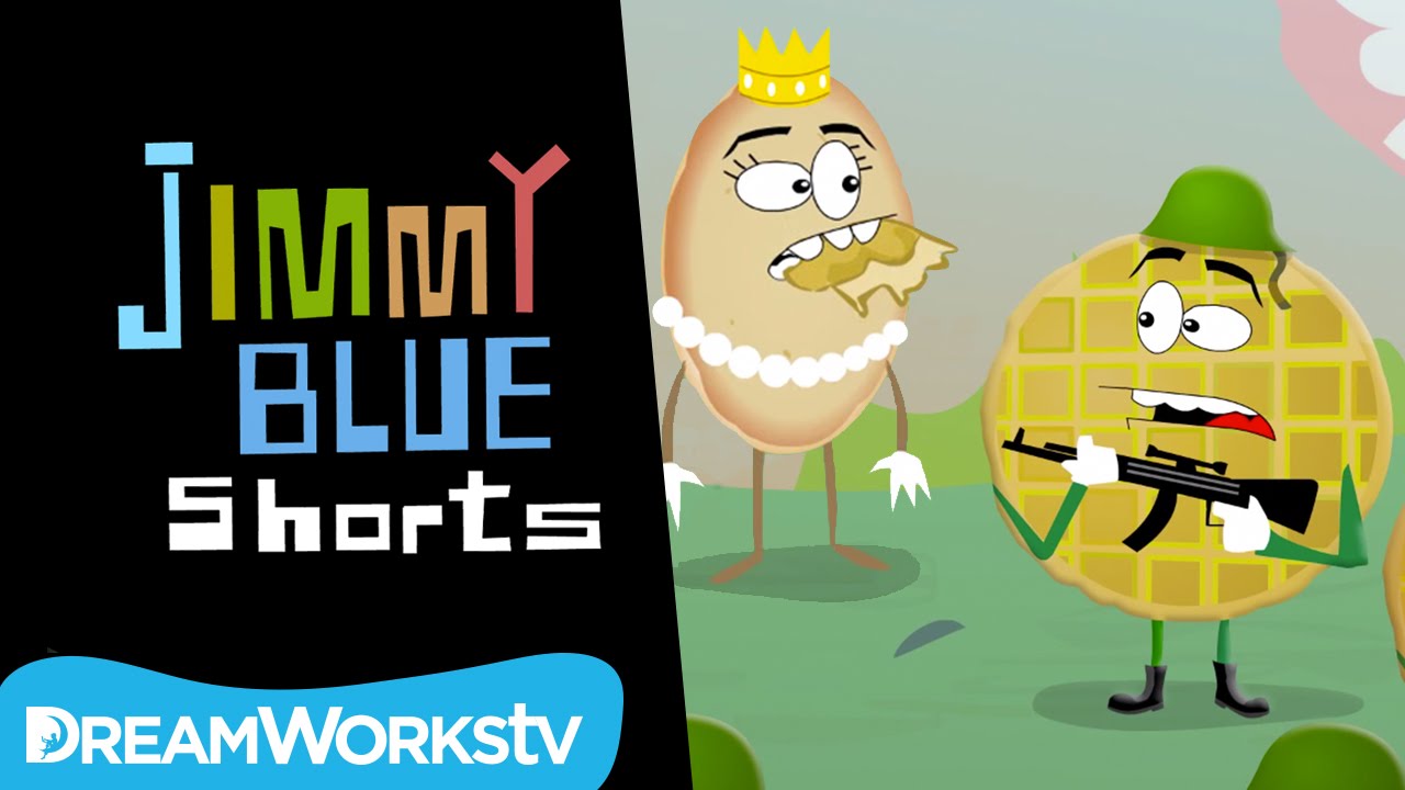 Pancakes vs Waffles Food Fight! JIMMY BLUE SHORTS YouTube