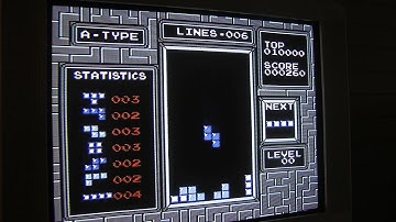 TETRIS NES NTSC, game genie, 2 tetrises on lvl 29 speed
