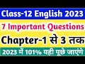 Class 12 English important question 2022// 12th English prose important question//