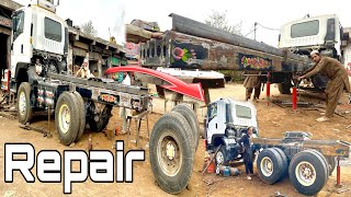 Rebuilding of 10 wheeler tipper to 22 wheeler trailer with basic tools | Cargo Truck Remaking