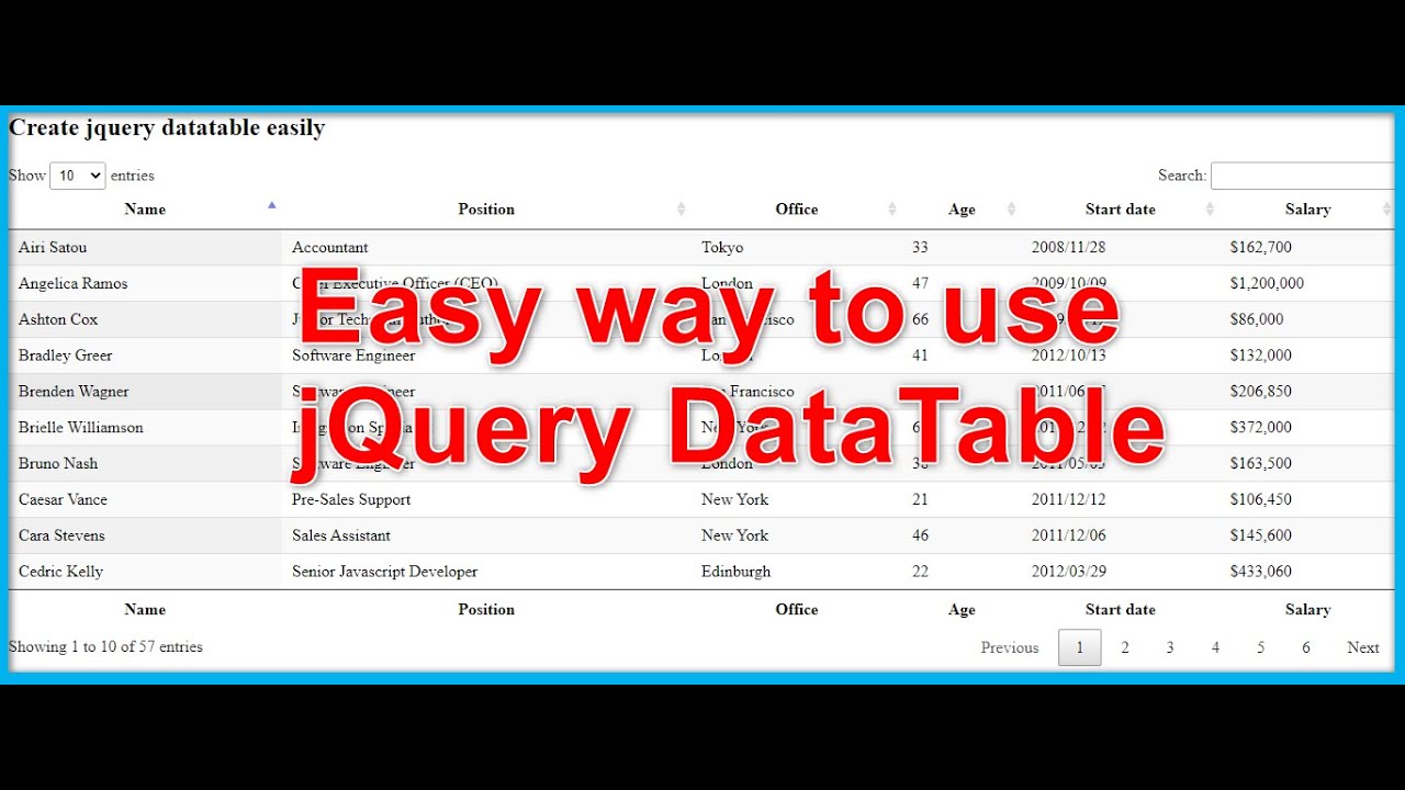 datatable jquery ตัวอย่าง  New  jQuery datatable - Convert simple HTML table to advanced 🔥🔥