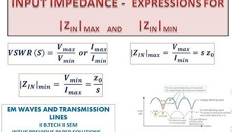 TRANSMISSION LINES - INPUT IMPEDANCE - UNIT VI