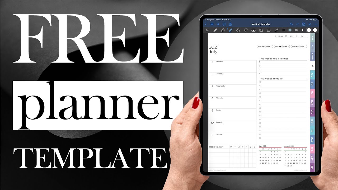July Diary With Me | FREE Weekly Planner Template | Digital diary on iPad Music for digital planning