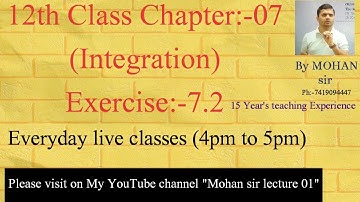 12th class maths topic(integration) EX:-7.2
