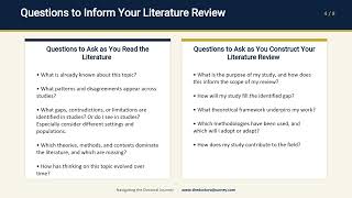 Navigating the Doctoral Journey’s Quick Tips & Strategies: Organizing the Literature Review