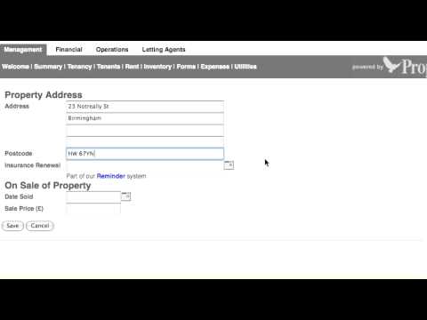 Adding a property using the Free property management software from www.propertyhawk.co.uk