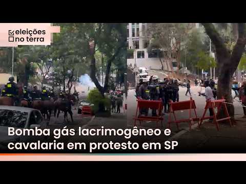 PM usa bomba gás lacrimogêneo e cavalaria contra manifestante em São Paulo