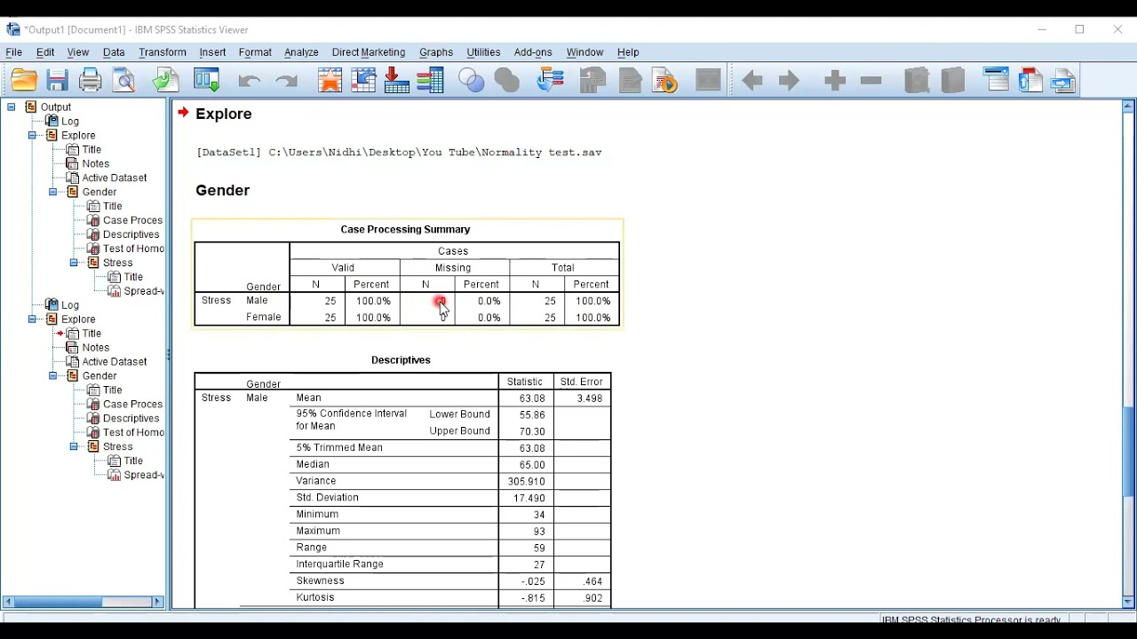Levene's Test of Homogeneity of Variance using SPSS In Hindi