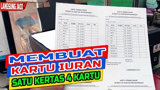 cara membuat kartu iuran satu kertas 4 kartu