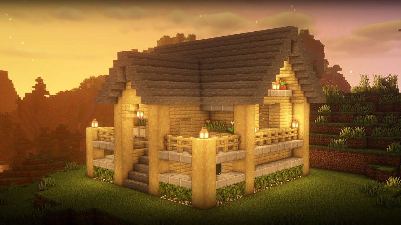 Minecraft - Beautiful Wooden House (Exterior Only) - YouTube