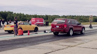 BMW 435d F32 xDrive St3 vs Jeep Grand Cherokee 6.1 Kompressor 1/4 mile drag race