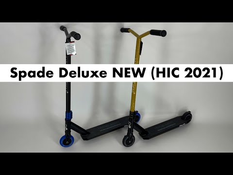 Трюковий самокат Explore Spade Deluxe HIC чорний з синім + пега, видео 1