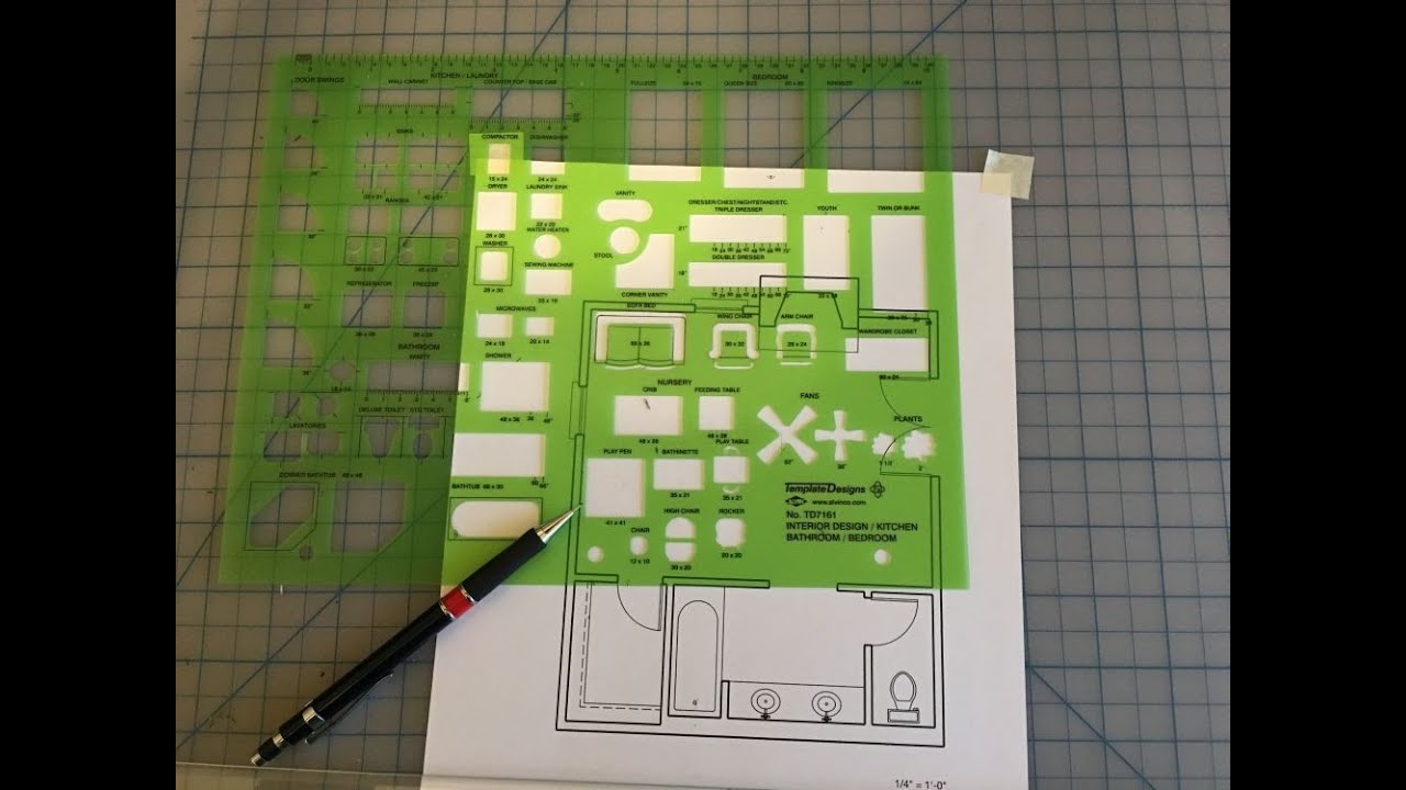 Manual Drafting: Using a Furniture Template - YouTube