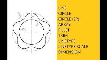 AutoCAD Circle, array, fillet, trim gibi komutları içeren bir çalışma.