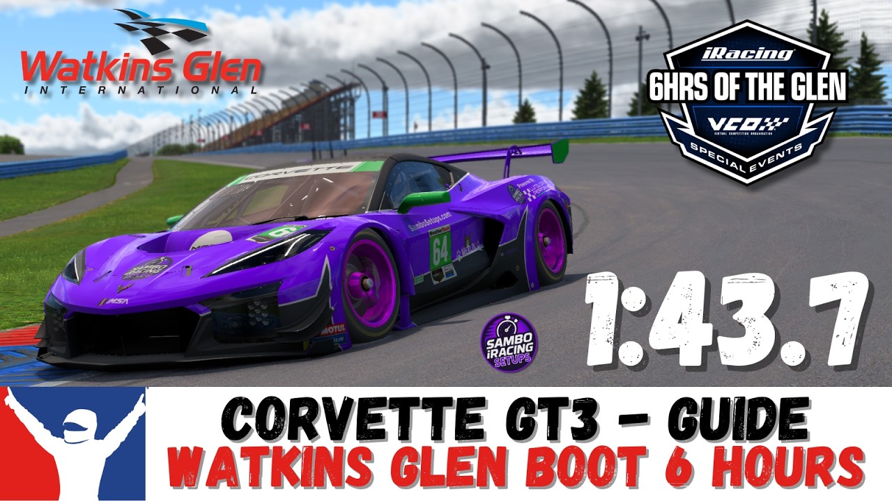 iRacing Corvette GT3 Watkins Glen Guide 1:43.7 Corvette GT3