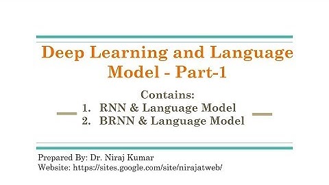 Deep Learning and Language Model - Part-1