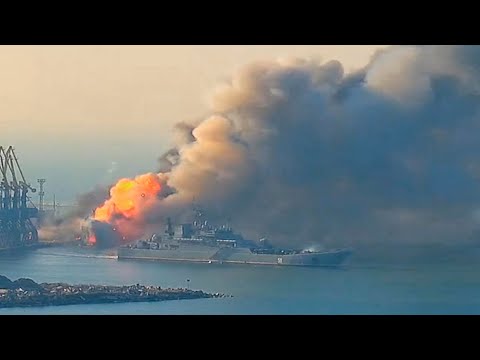  New  Russian naval ship burns after attack claimed by Ukraine