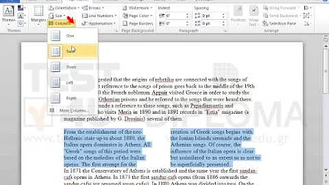 Display a line between columns on the paragraph formatted in two column layout.