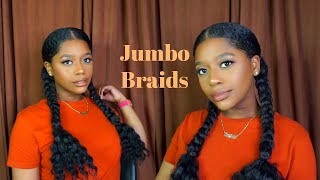 Two Sleek Jumbo Braids Using Crochet Hair | Protective Style | Type 4 Natural Hair