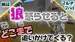 【マインクラフト】怒る狼どこまで追いかけるか検証！：まぐにぃのマイクラマルチ#10