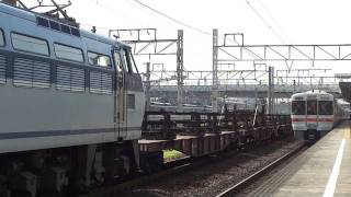 【HD】EF66-118 貨物列車(8865レ レール運搬車) 稲沢貨物線 313系・快速