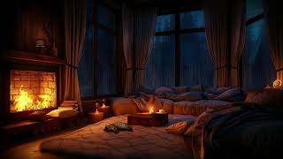 Thunderstorm Haven - Cozy Fireplace Rainy Night Ambience