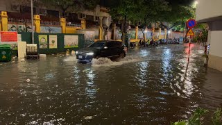 Severe Thunderstorm & Flooded Street in Vietnam