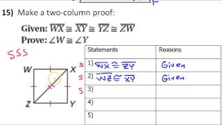Day 16   Test D   #11 to #16   Proving Triangles Congruent Two Column Proofs